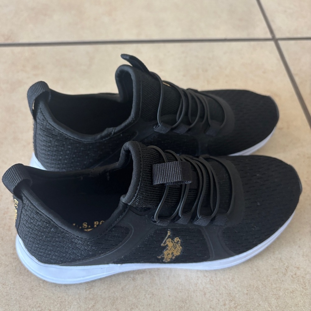 Polo Black Athletic Sneakers with Gold Logo